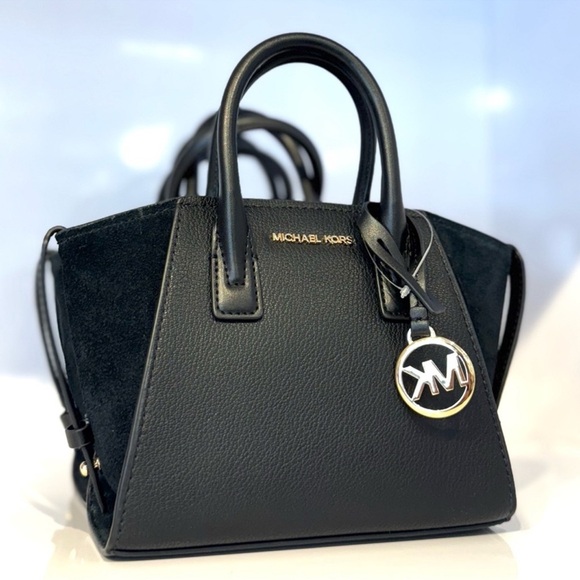 Michael Kors Avril Extra-Small Leather and Suede Satchel Bag Black Multi - Picture 4 of 9
